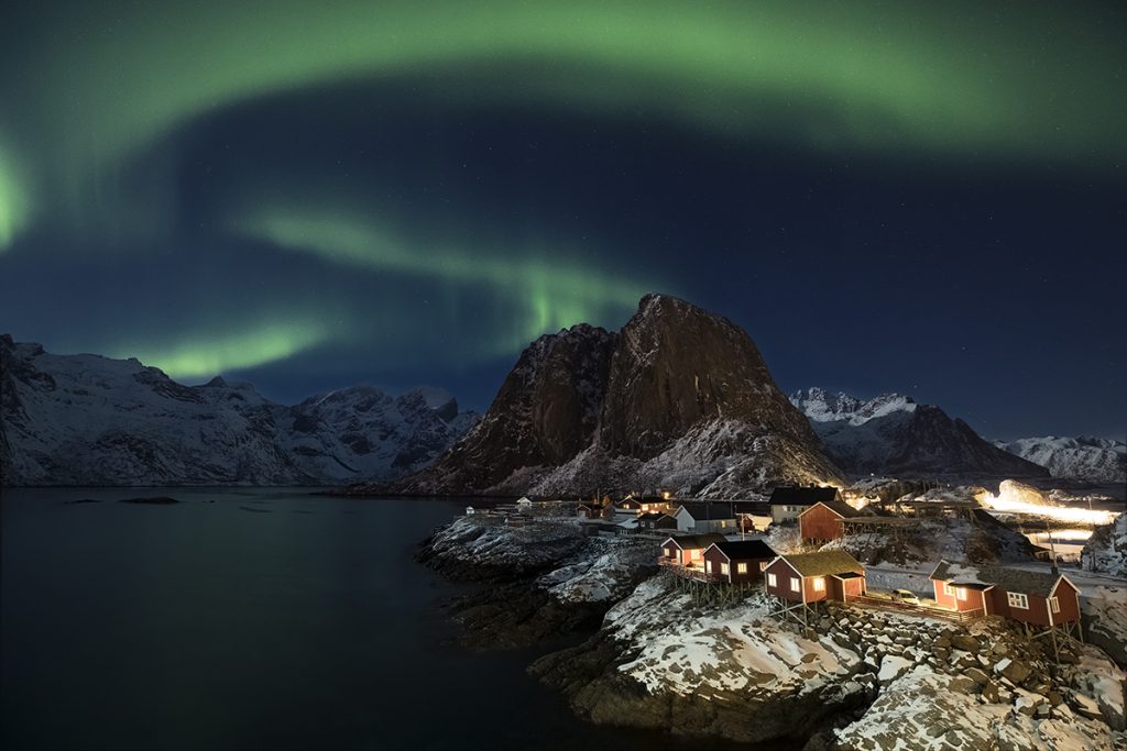 fotografía paisaje nocturno Noruega